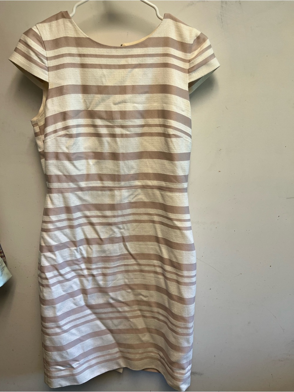 J. Crew Cream and Beige Striped Mini Sheath Dress